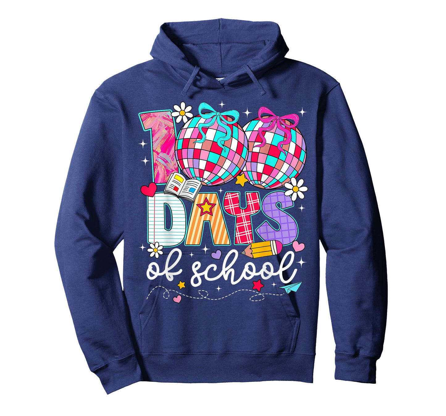 100 Days of School Disco Ball Coquette Bow Girl Kid Teacher T-Shirt