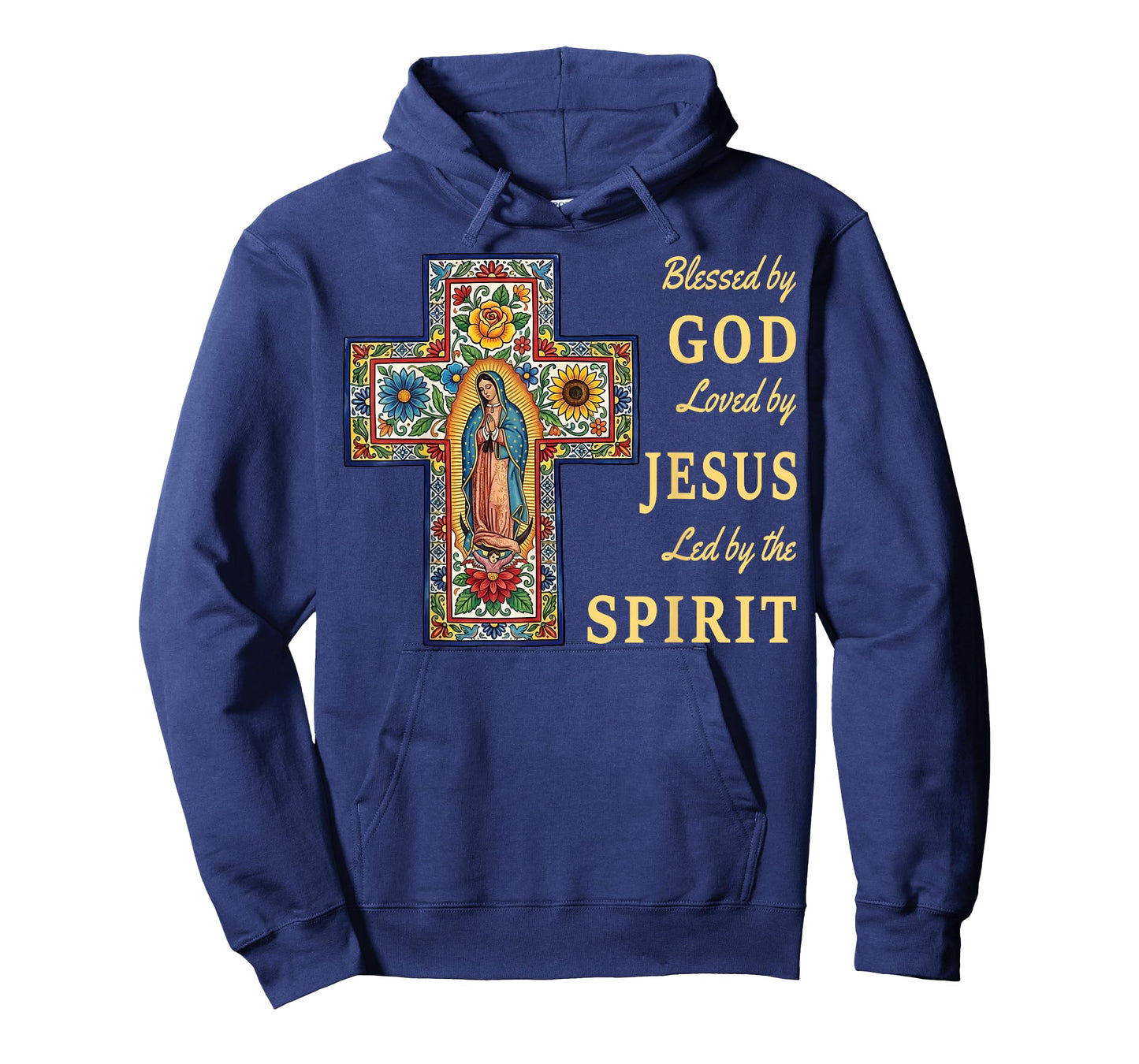 Blessed by God Loved by Jesus Our Lady of Guadalupe Cross T-Shirt