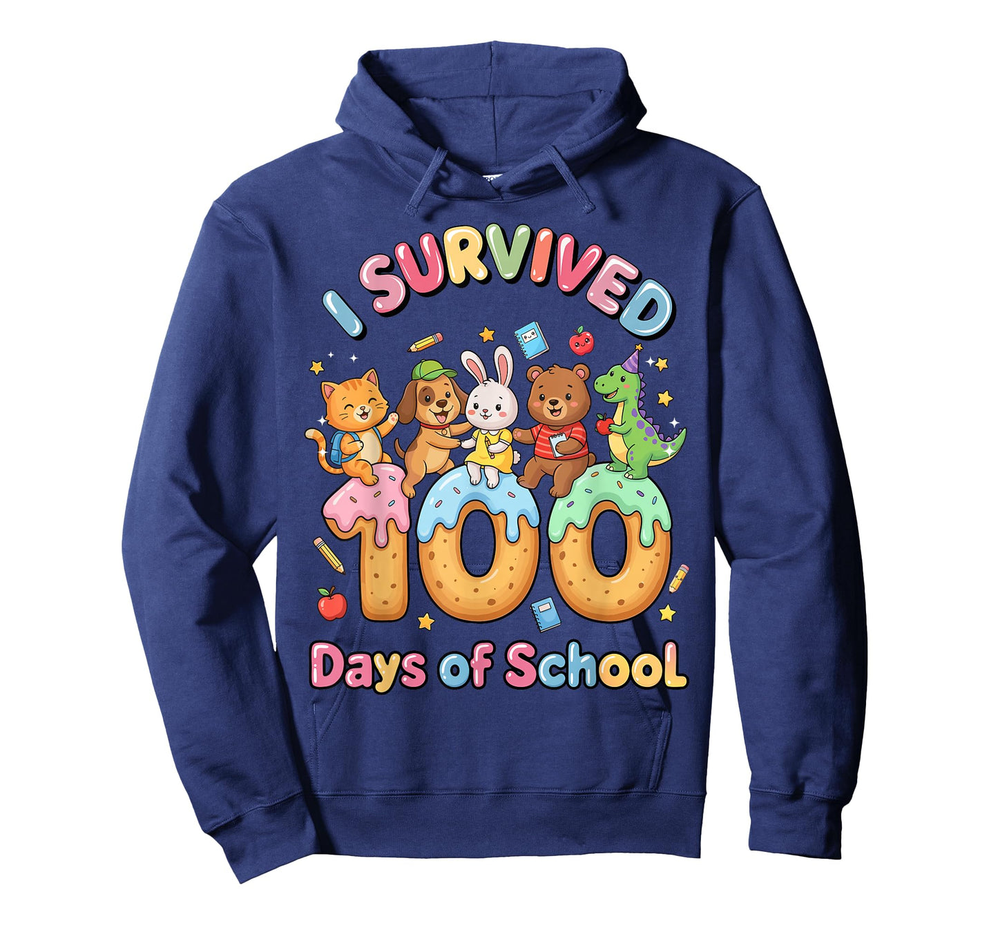 I Survived 100 Days of School Funny Cat Dog Dino Bunny Bear T-Shirt