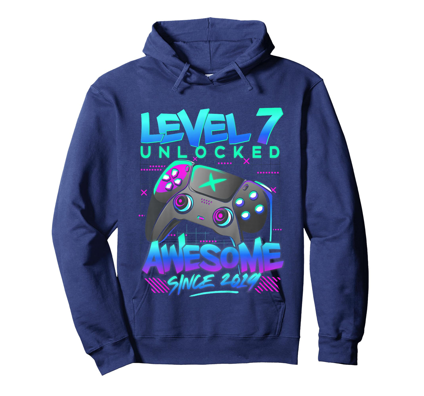 Kids Level 7 Unlocked Awesome Since 2019 7th Birthday Gaming Boy T-Shirt