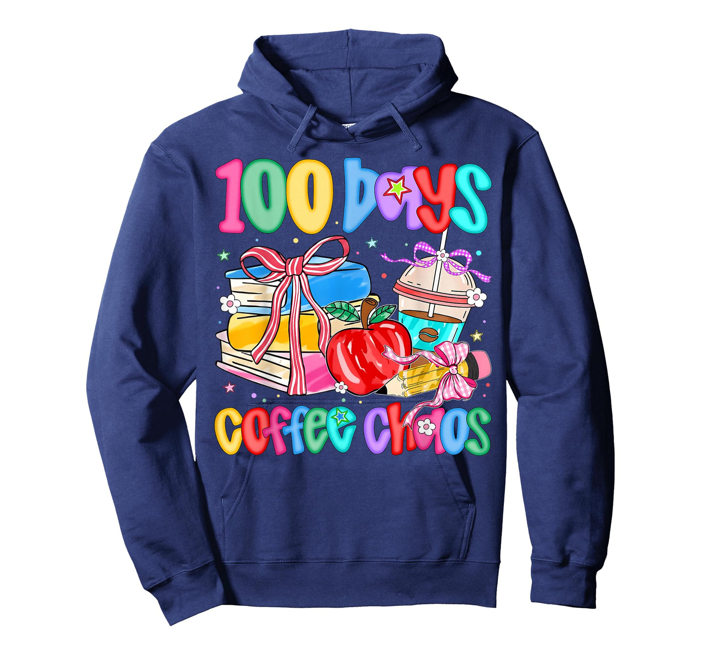 100 Days Coffee Chaos 100 Days of School Girl Teacher T-Shirt