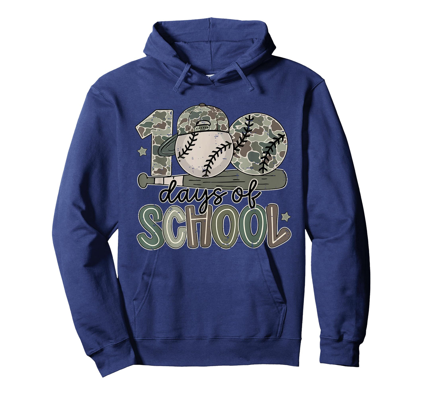 100 Days of School Baseball Camo Funny Boys Kids 100th Day T-Shirt