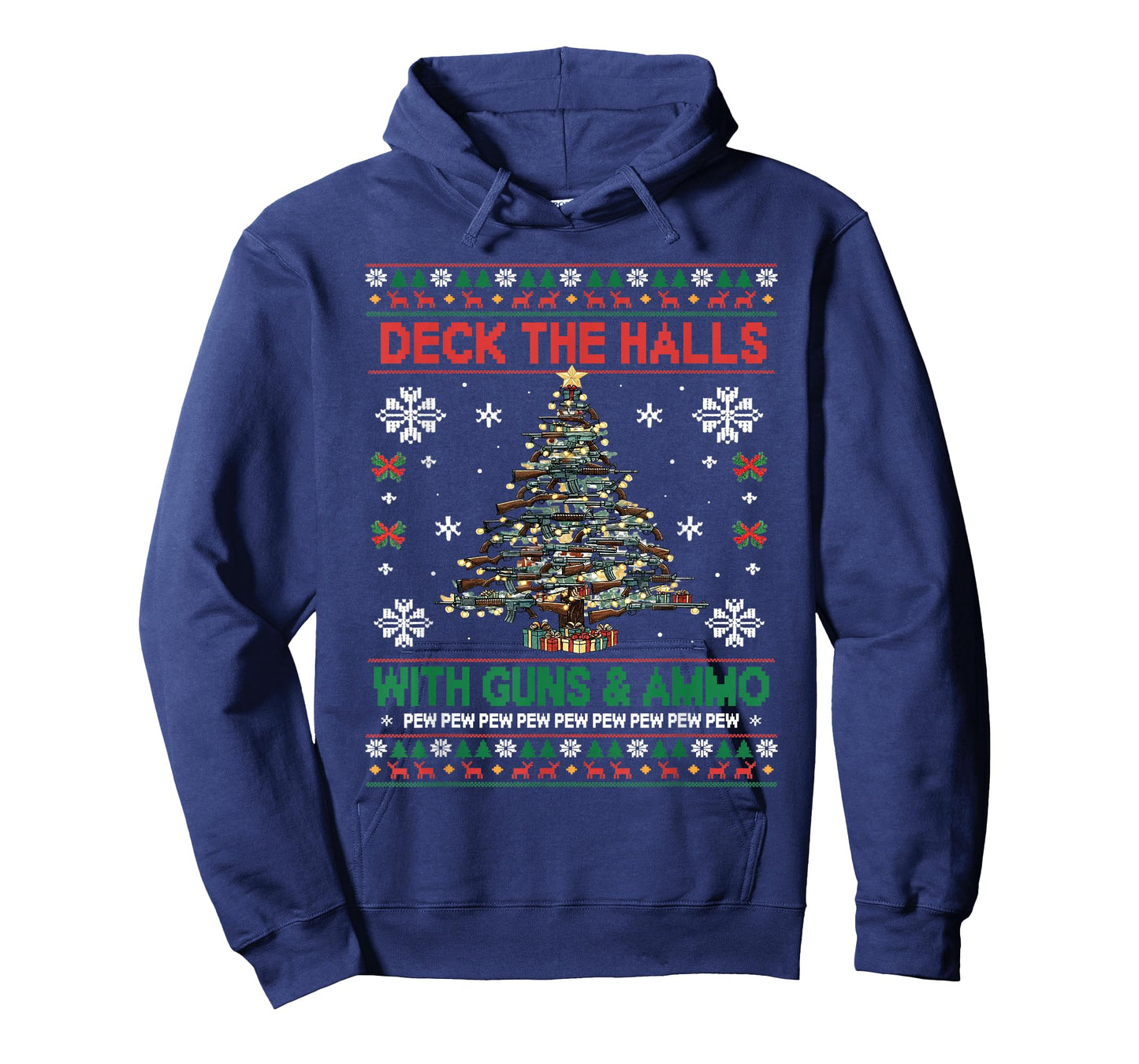 Retro Deck The Halls with Guns & Ammo Funny Christmas T-Shirt