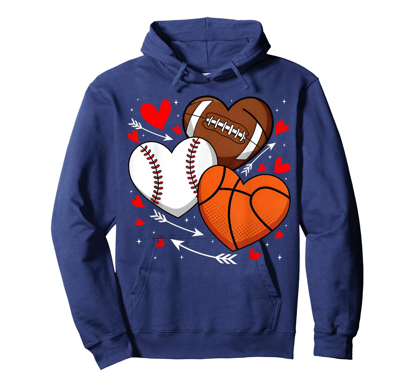 Cute Heart Baseball Basketball Football Valentine Boy Men T-Shirt