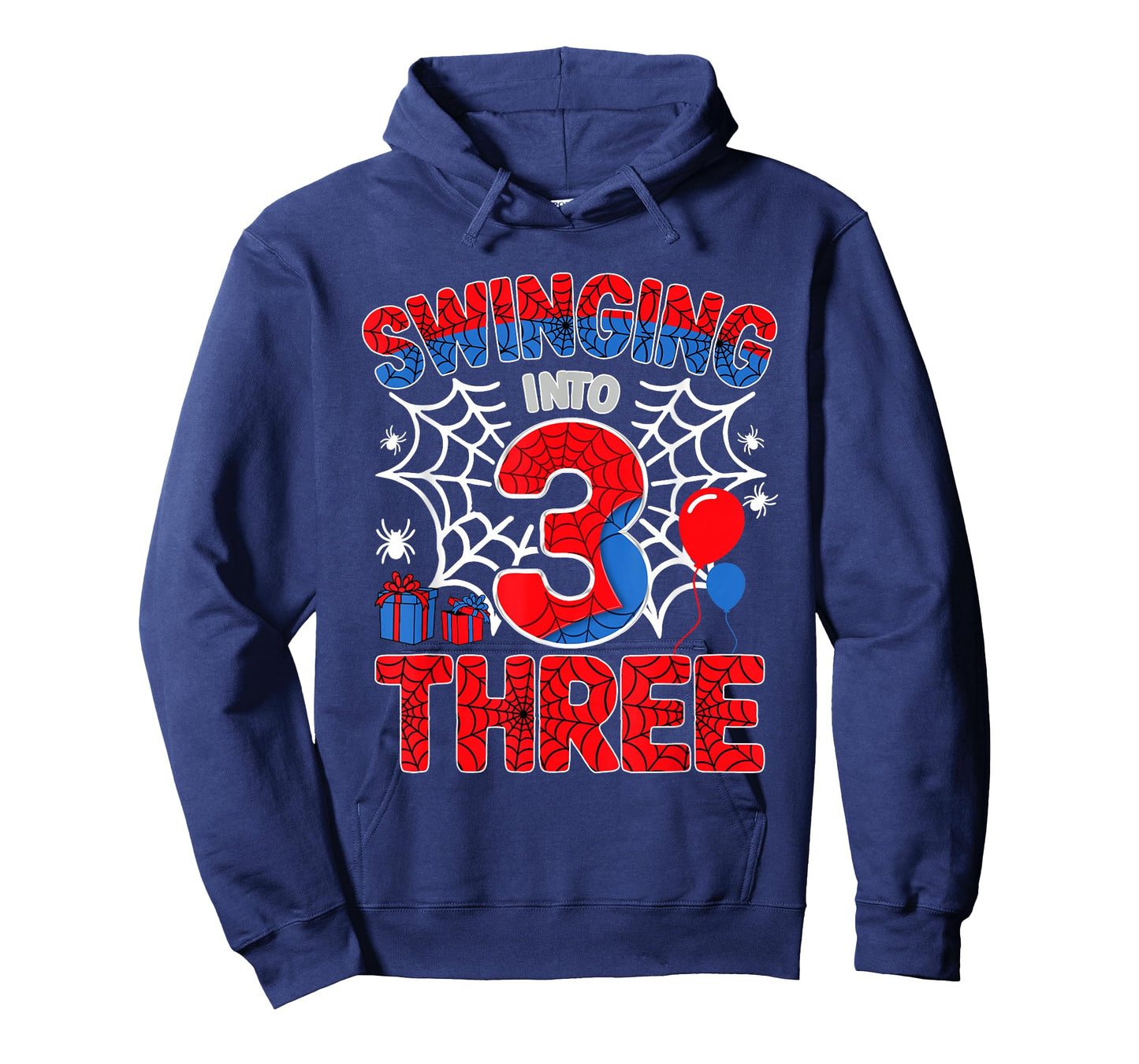 Swinging Into 3 Year Old Boy Funny 3rd Spider Birthday Party T-Shirt