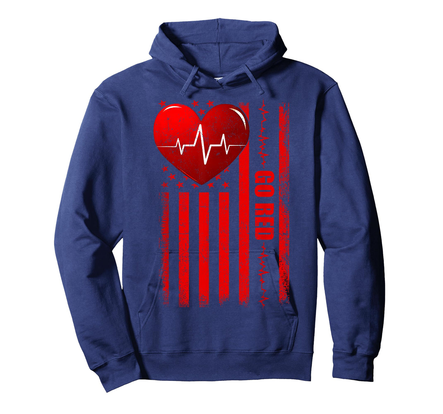 Go Red USA Flag American Heart Disease Awareness Men Women T-Shirt