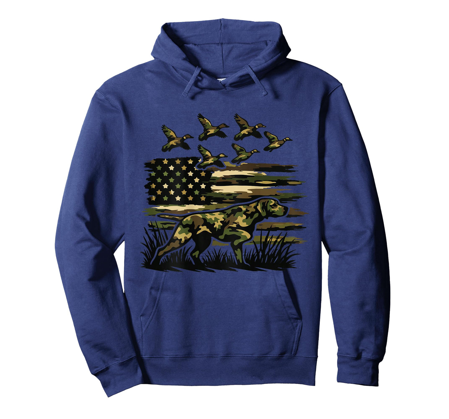 Youth Camo Mallard Duck Hunting Dog Camouflage American Flag T-Shirt