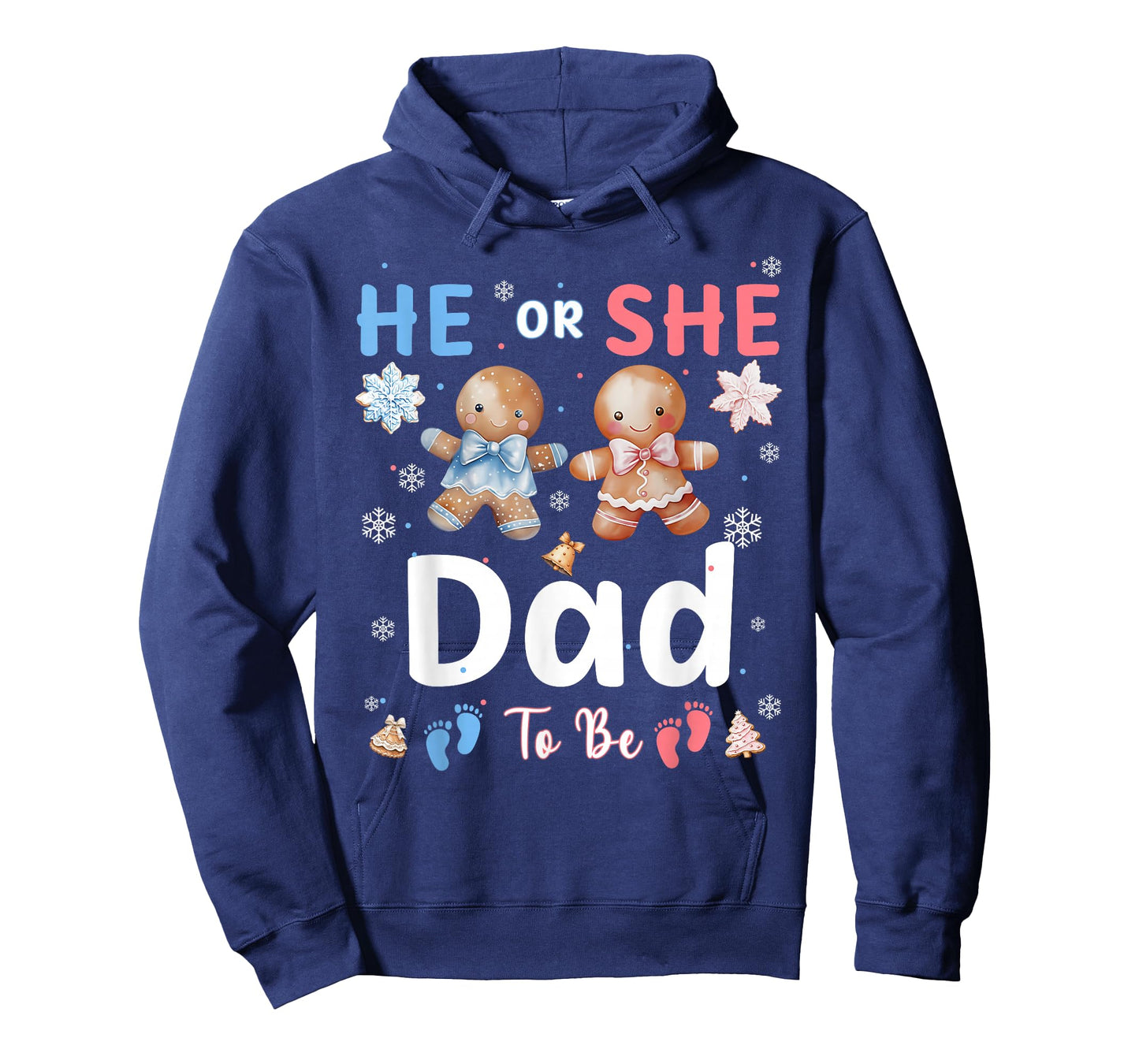 He or She Dad to Be Christmas Gingerbread Gender Reveal T-Shirt