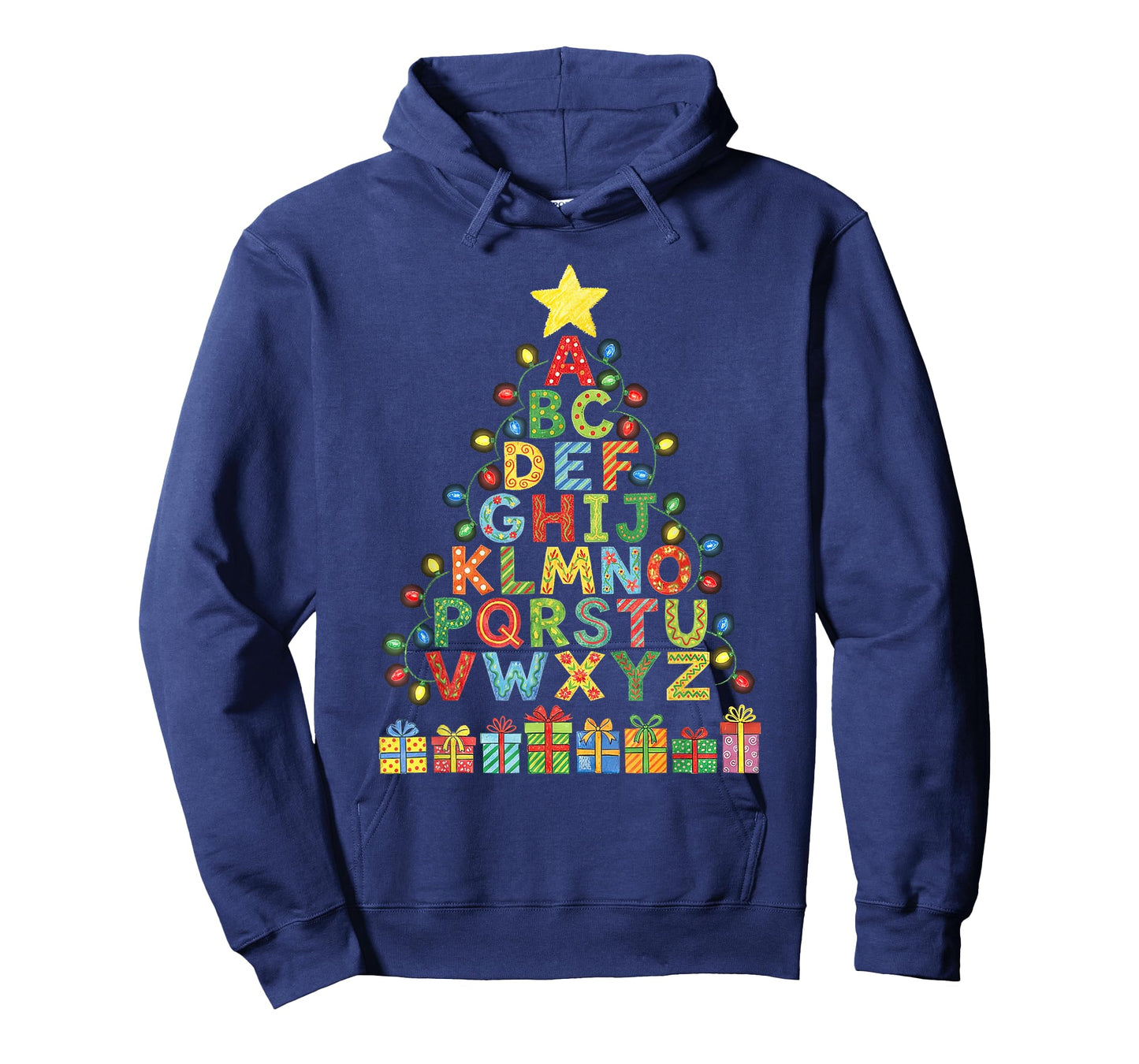 Funny Alphabet Christmas Tree Graphic ABC A-Z Teacher T-Shirt