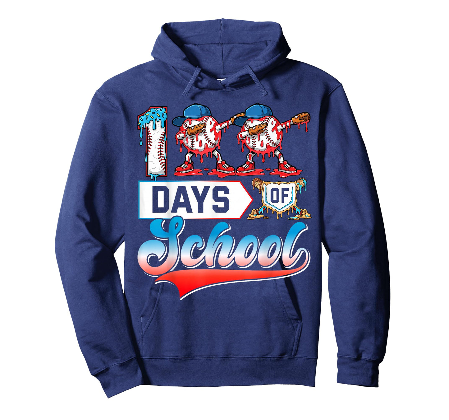 100 Days of School Boys Baseball Drip 100th Day Dabbing Ball T-Shirt