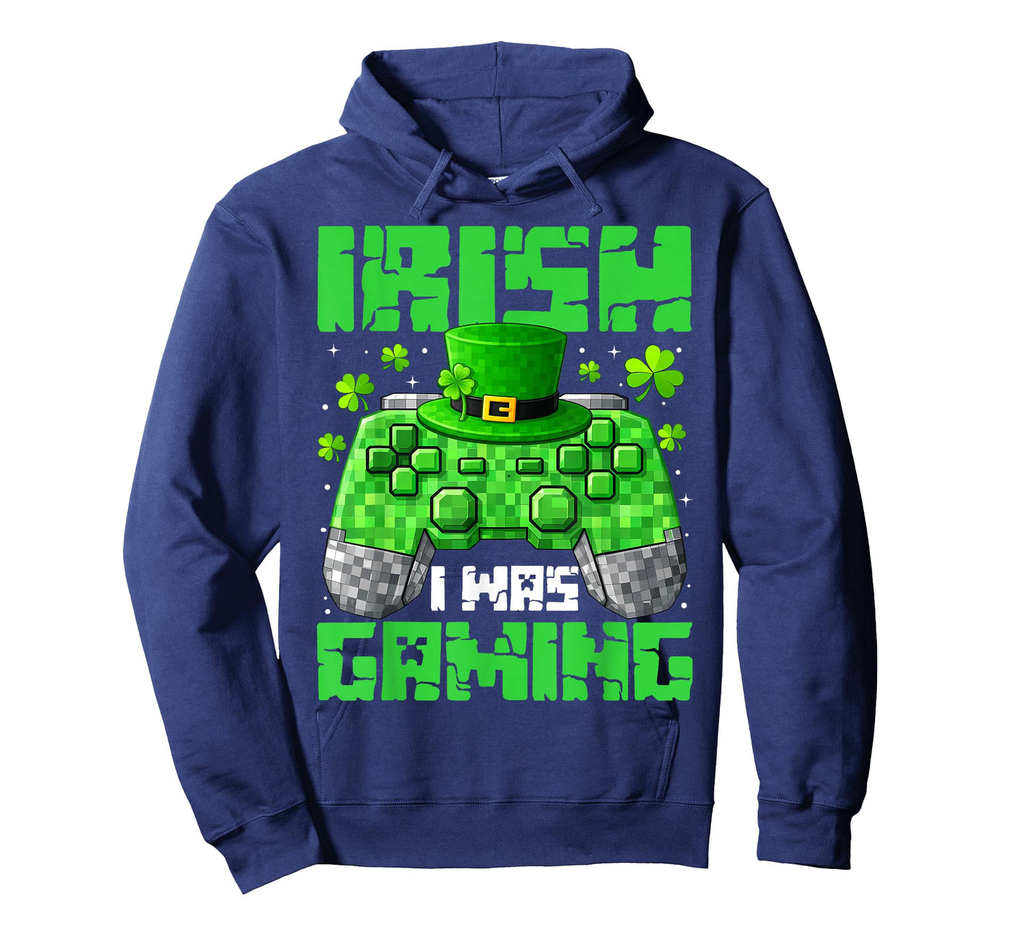 Pixel St Patricks Day Irish I was Gaming Gamer Men Boys Kids T-Shirt