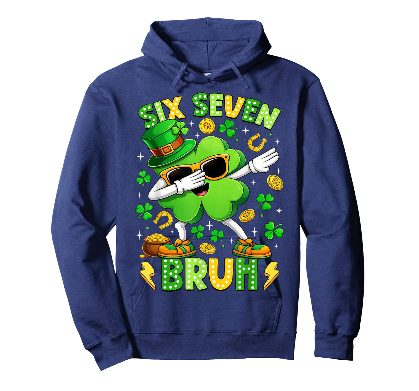 Six Seven Bruh Meme 67 Dabbing Shamrock St Patricks Day Kids T-Shirt