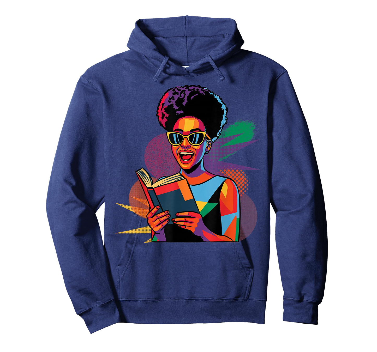 Black Woman Reading Book Lover Geometric Girl Afro History T-Shirt