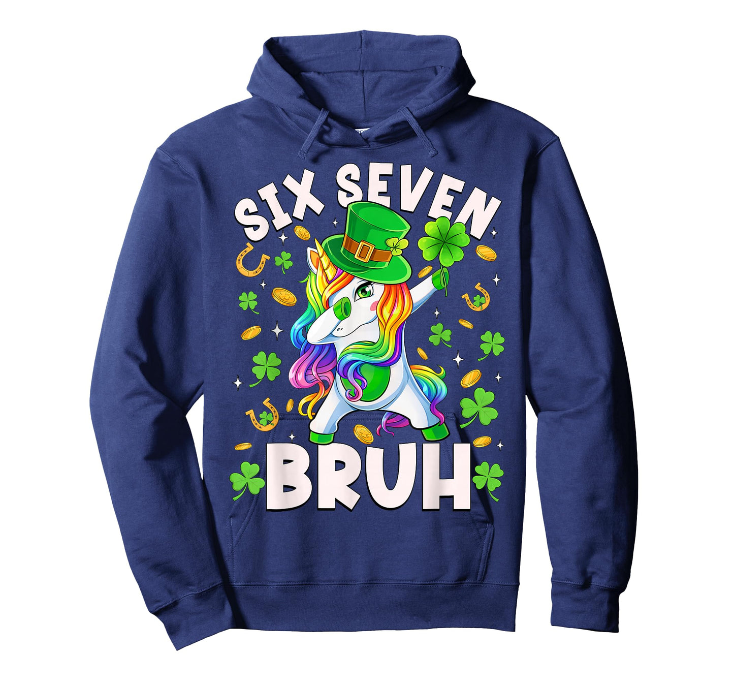 Six Seven Bruh Patricks Day Irish Unicorn Dabbing Lepricorn T-Shirt