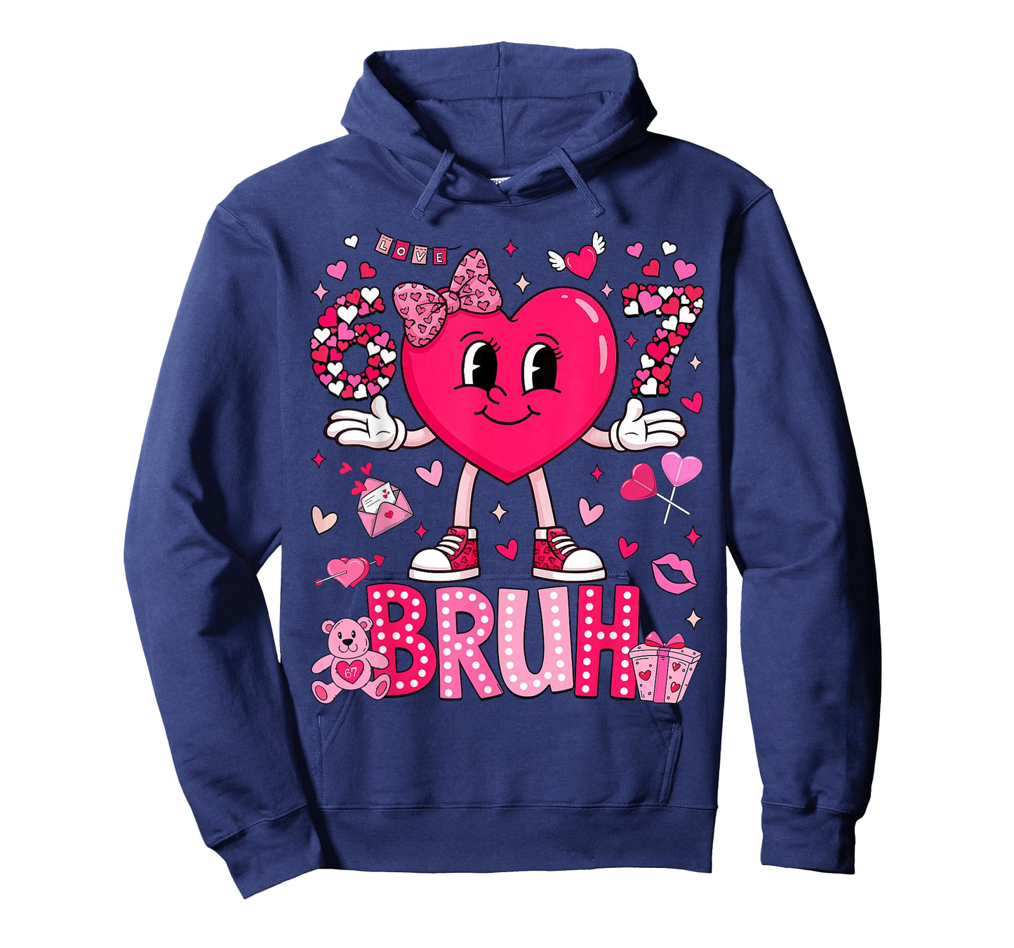 Funny Meme 67 Six Seven Bruh Valentine Heart Women Girl Kids T-Shirt