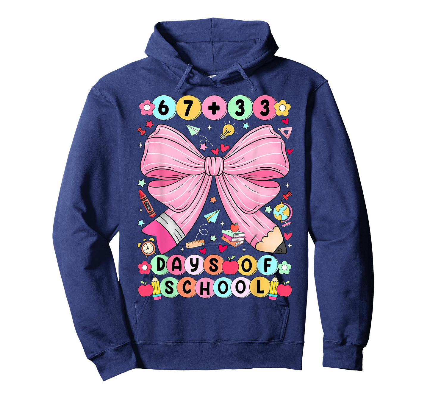 67 + 33 Days of School Coquette Bracelet 100 Days of School T-Shirt
