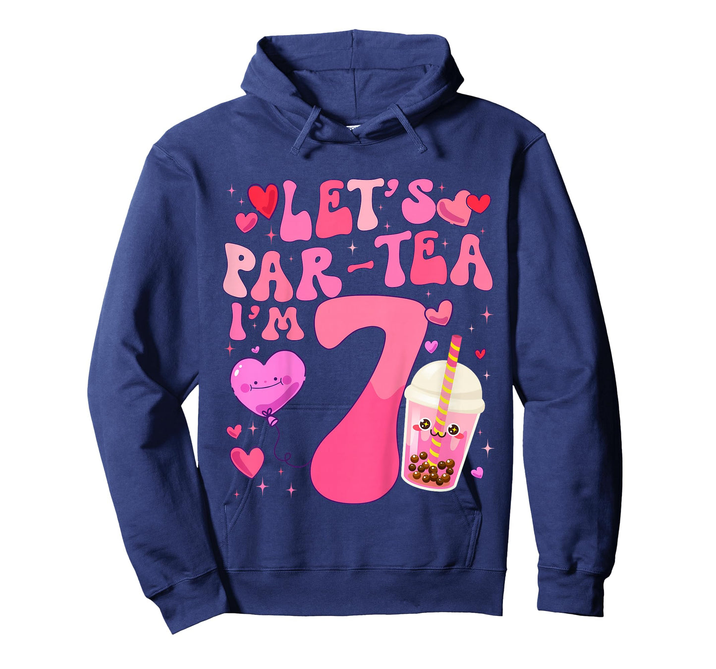 Let's Par-Tea I'm 7 Years Old 7th Birthday Bubble Boba Tea T-Shirt
