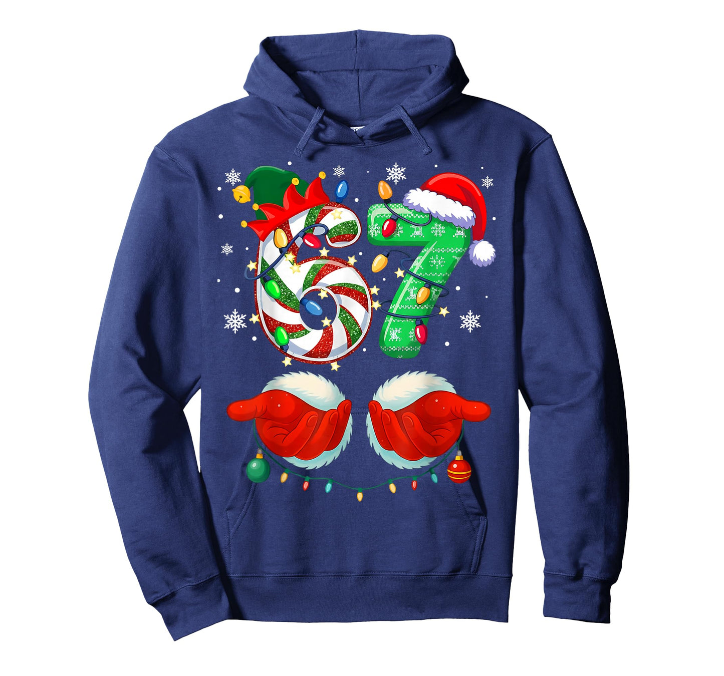 Six Seven 6 7 Meme Christmas Xmas Funny Elf 67 Kids Teens T-Shirt