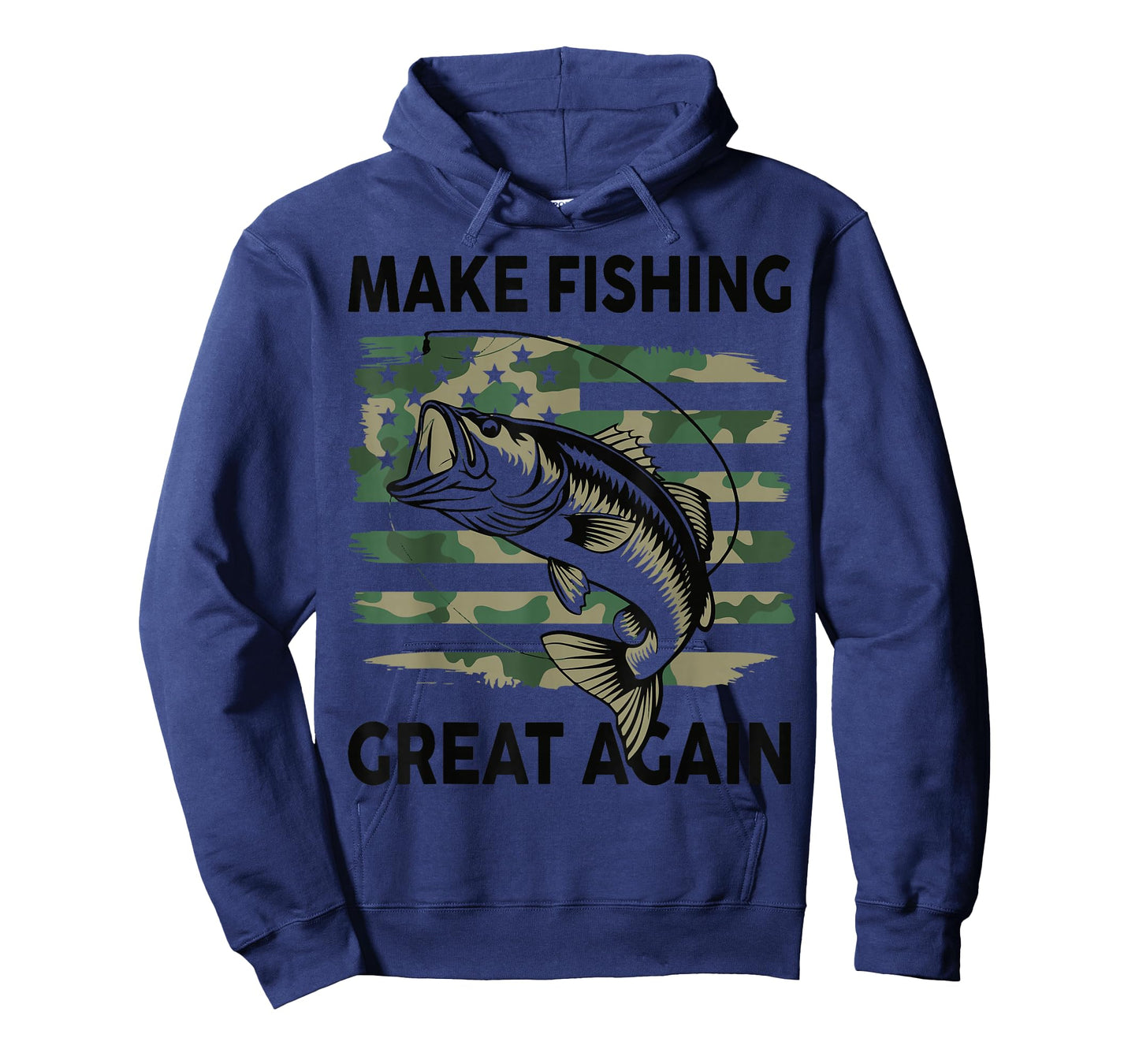Funny Make Fishing Great Again Camo Bass Fish American Flag T-Shirt