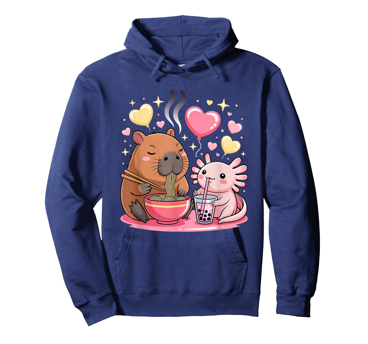 Capybara Eating Ramen Axolotl Boba Tea Funny Kids Boys Girls T-Shirt