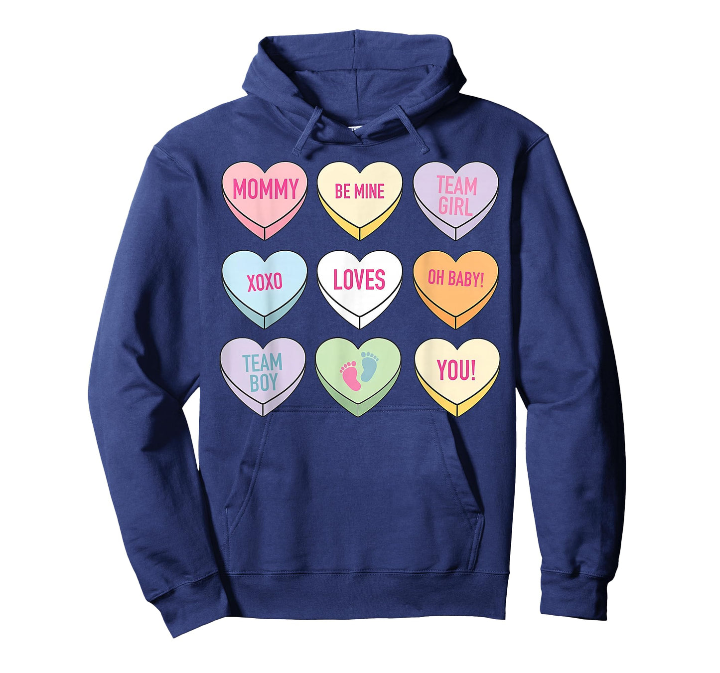 Valentines Gender Reveal Pink or Blue Mommy Candy Heart T-Shirt