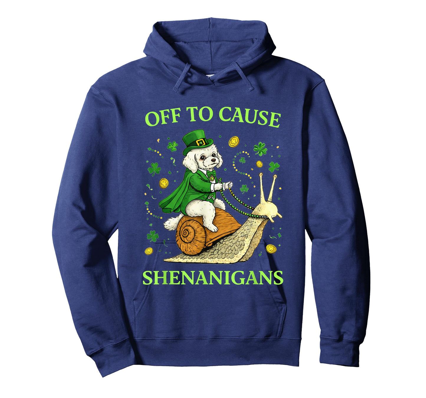 St Patricks Day Toy Poodle Riding Snail Shenanigans T-Shirt