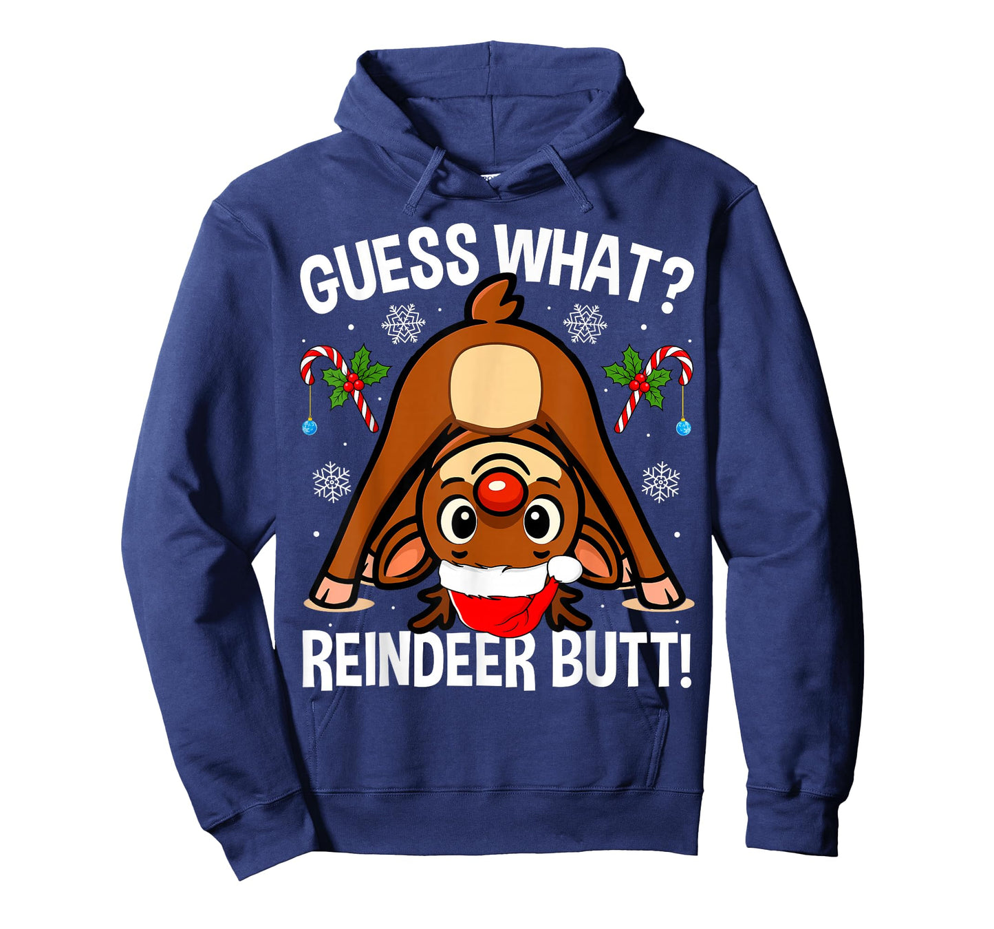 Guess What Reindeer Butt Xmas Santa Funny Christmas Reindeer T-Shirt