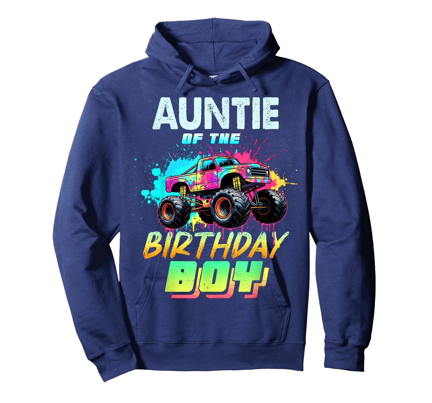 Auntie of The Birthday Boy Monster Truck Colorful T-Shirt