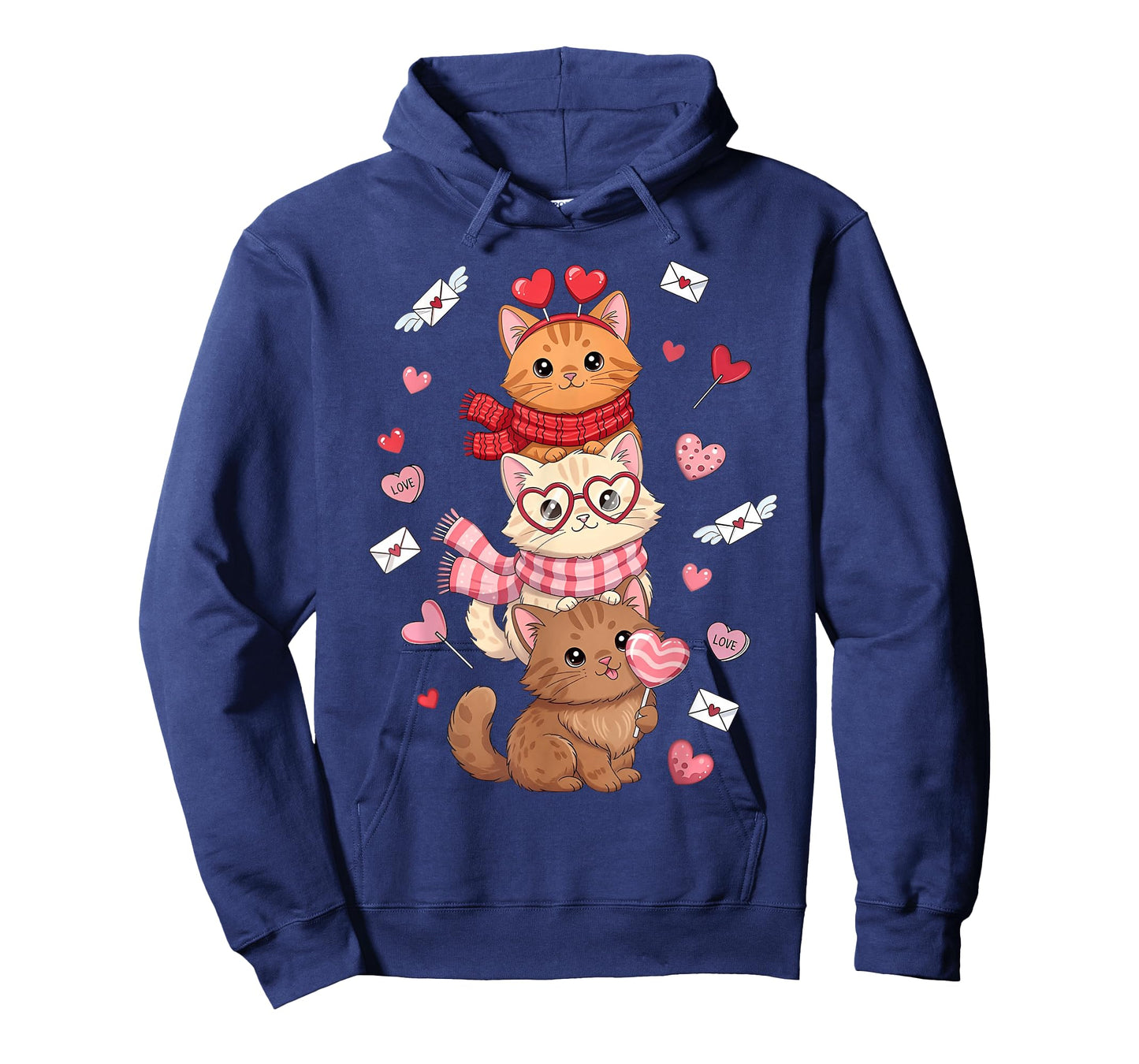 Valentine Cute Cats Lover Hearts Love Letters Girls Kids T-Shirt