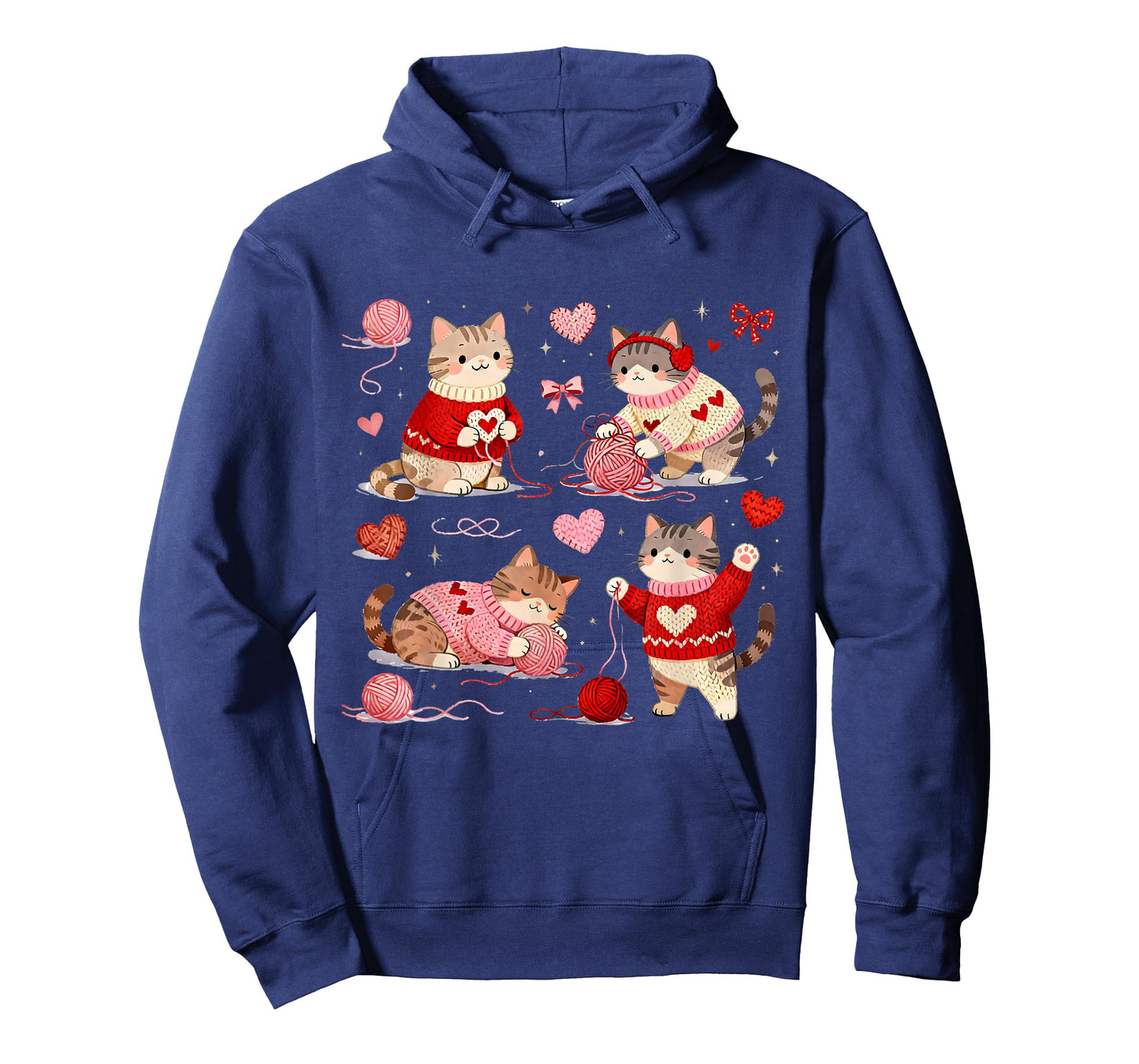 Happy Valentine Cute Crochet Cat Love Design T-Shirt