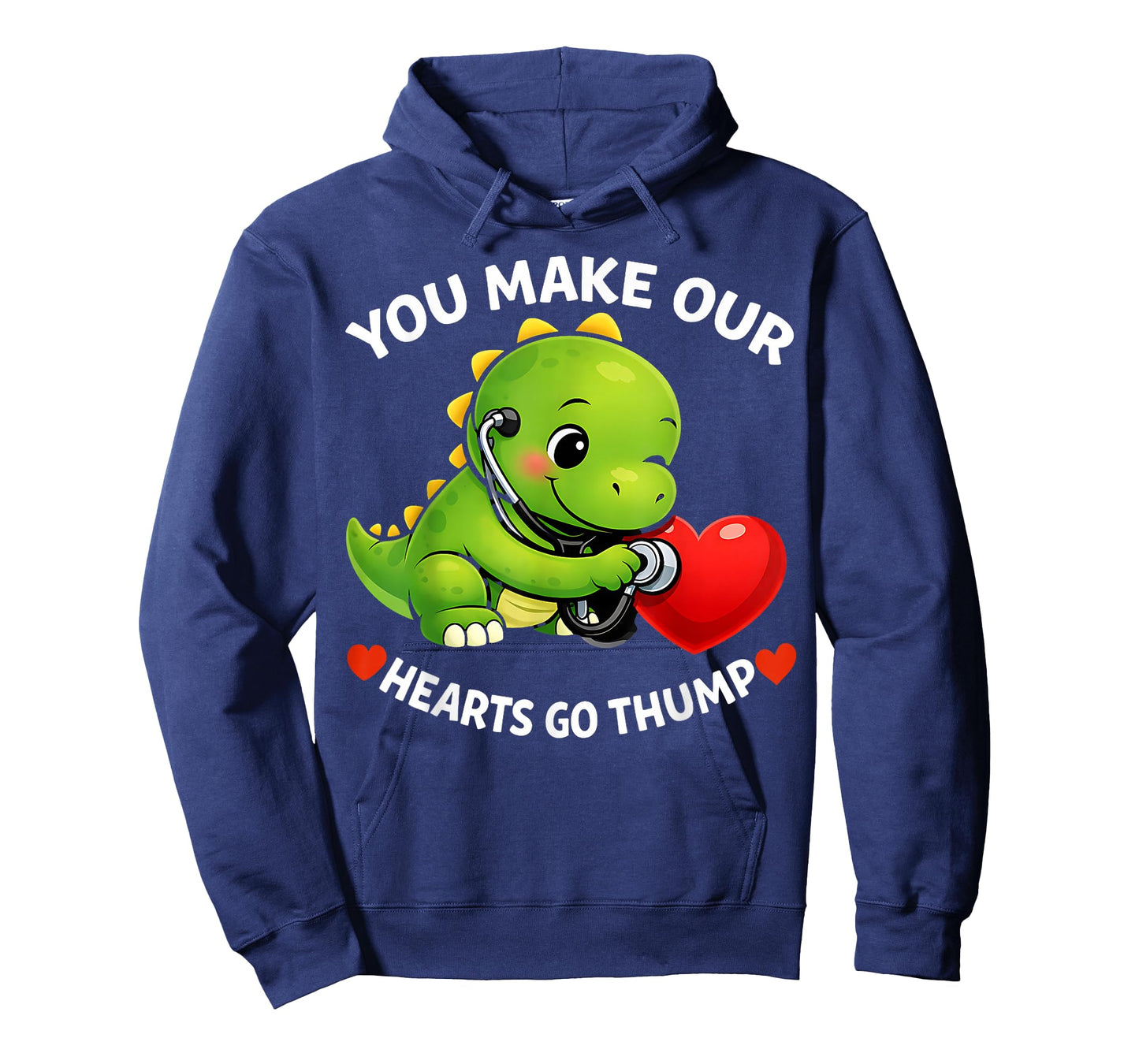 You Make Our Hearts Go Thump Dino Valentine's Design T-Shirt