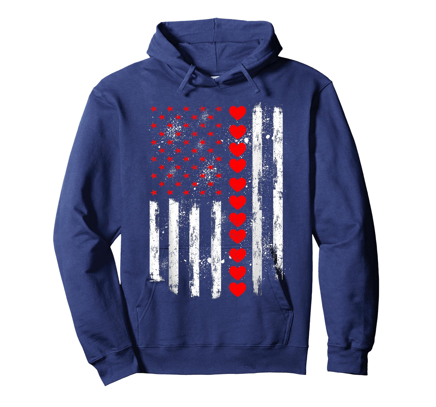 Retro Love Heart Graphic USA American Flag Valentine Men T-Shirt