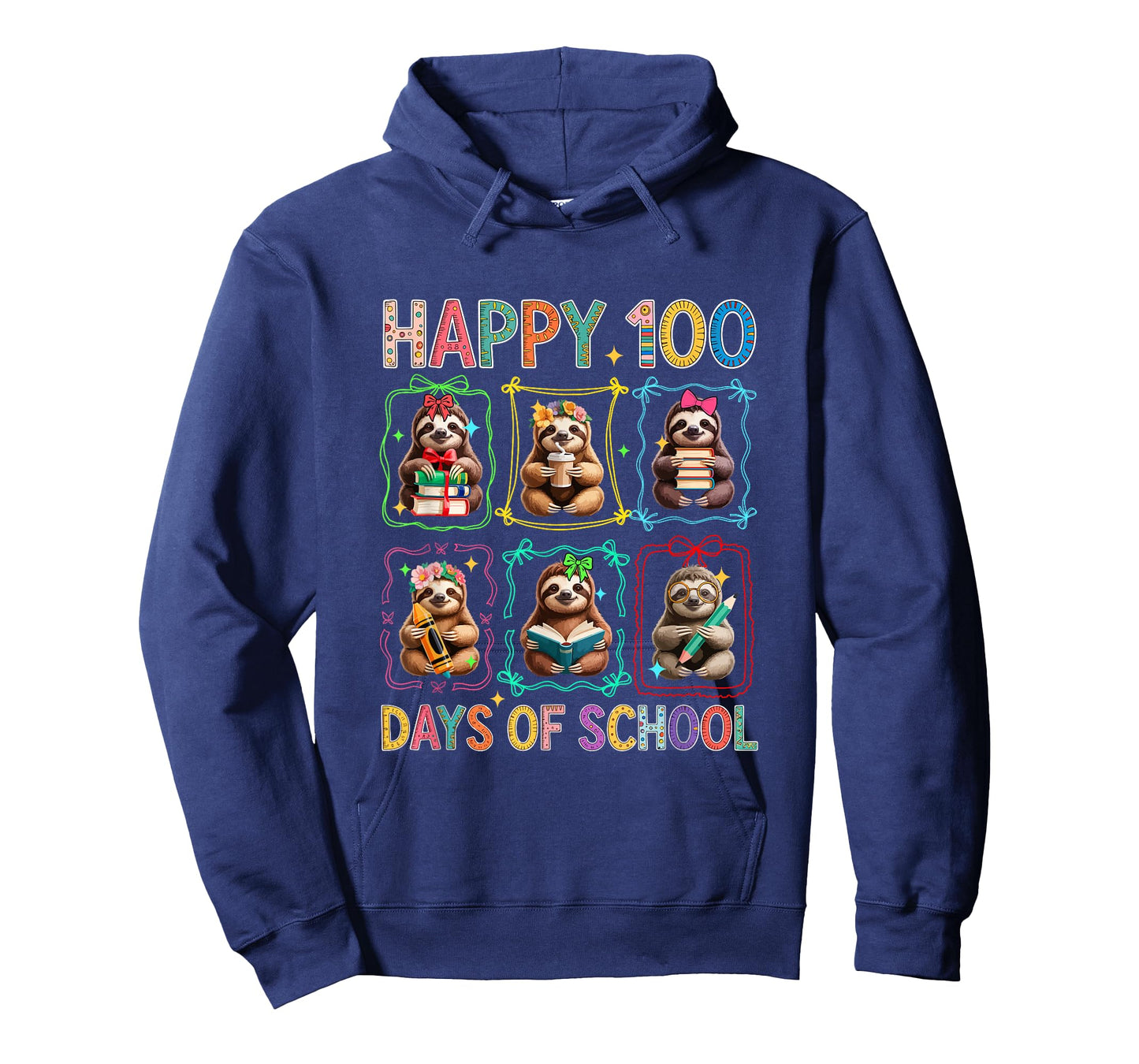 Happy 100 Days of School Colorful Group Sloths Students Kids T-Shirt