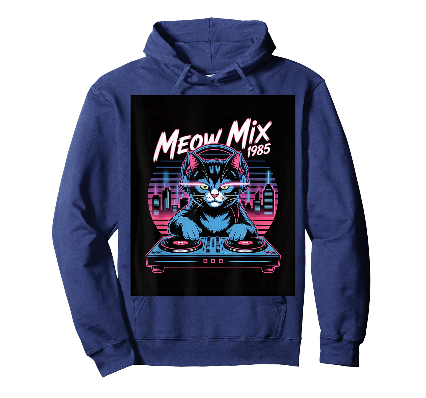 Synthwave Meow Mix 1985 DJ Cat Retro City Vibes T-Shirt