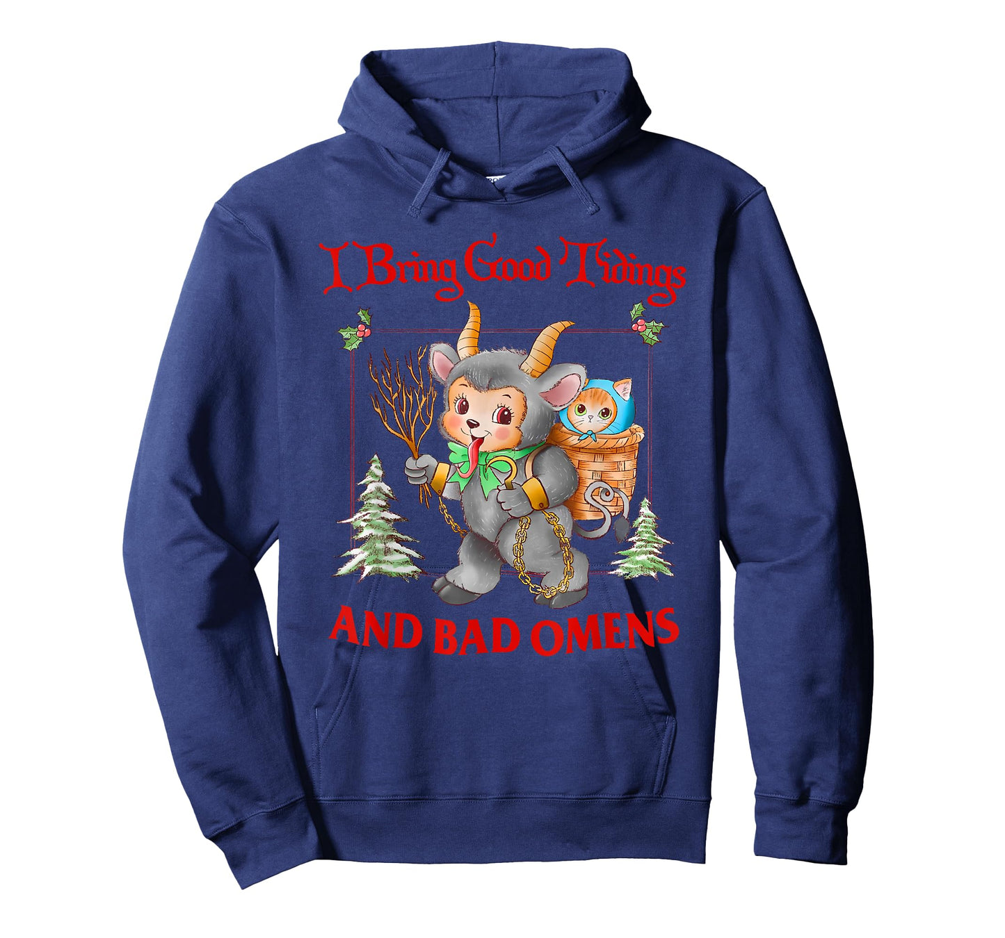 I Bring Good Tidings and Bad Omens Krampus Cat Yule cat Meme T-Shirt