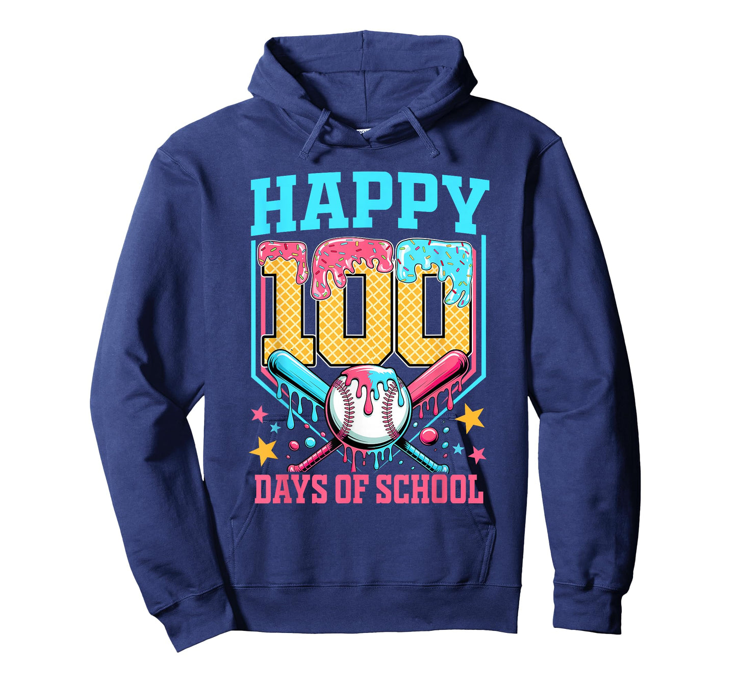 100 Days of School Kids Baseball Drip 100th Day of School T-Shirt