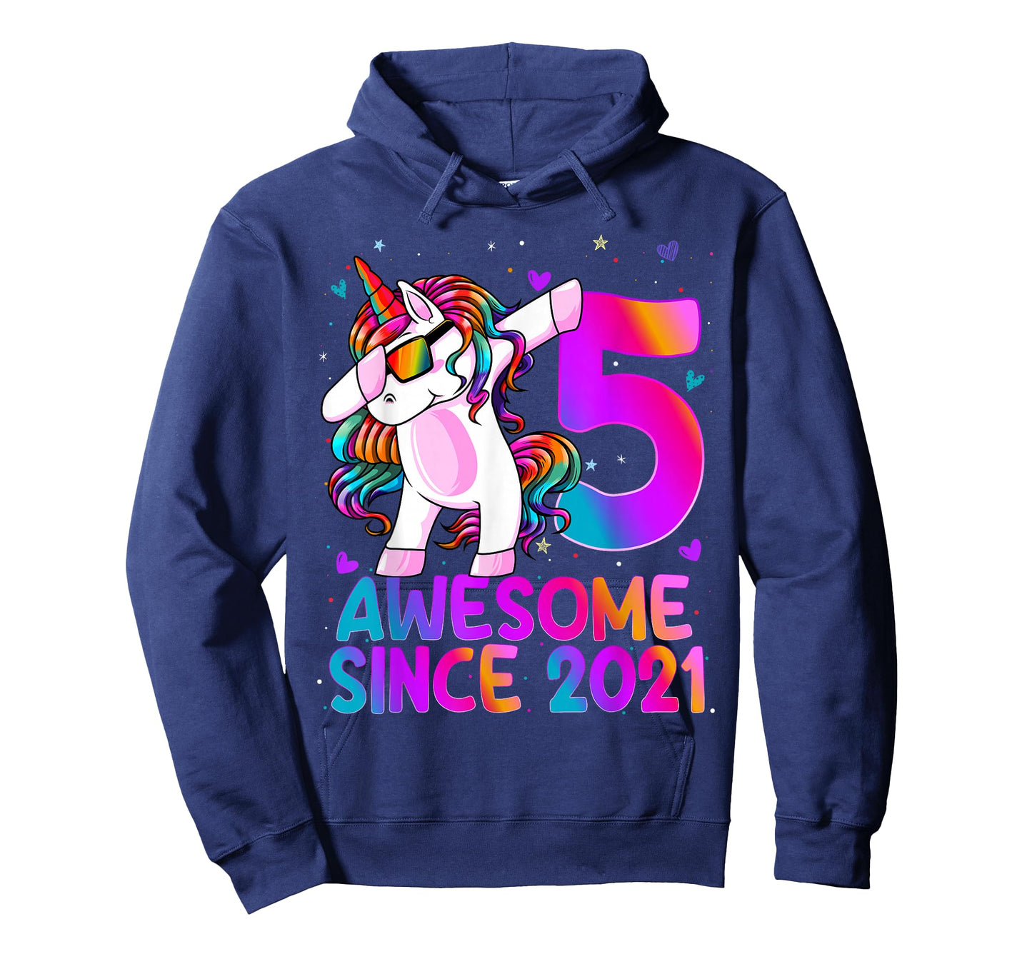 5 Year Old Girl Awesome Since 2021 Unicorn 5th Birthday Girl T-Shirt
