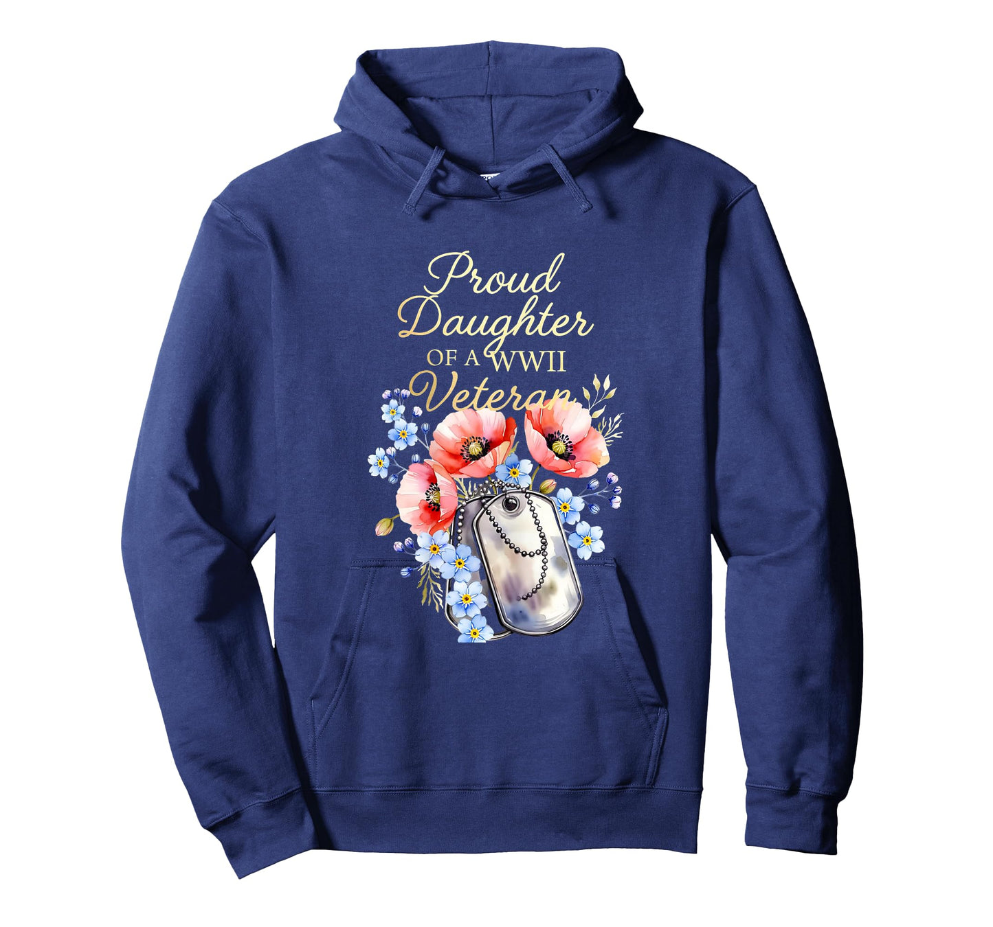 Proud Daughter of a WWII Veteran Floral Patriotic Family T-Shirt