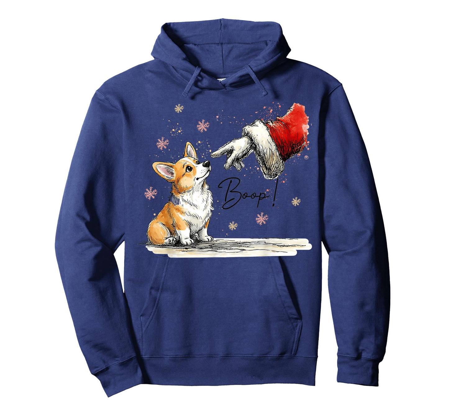 Corgi Dog and Santa Hand Retro Christmas Boop Holiday T-Shirt