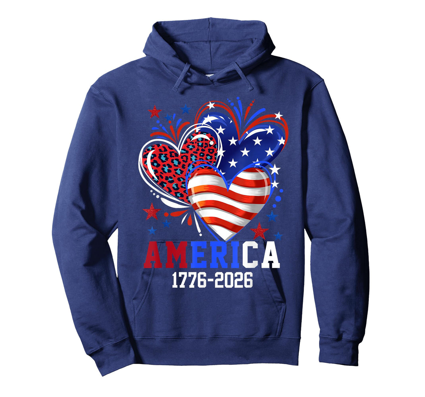 Flag Heart Leopard 1776 2026 July 4th 250th Birthday T-Shirt