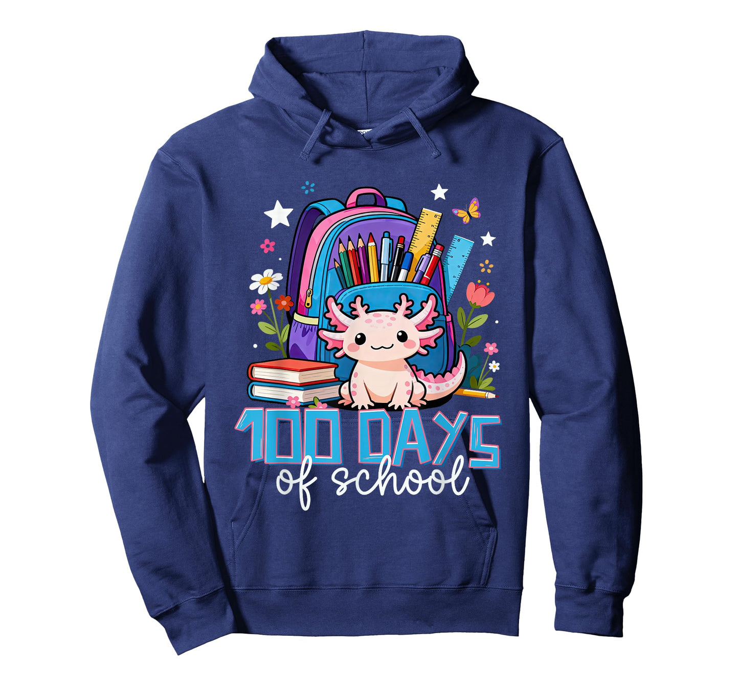 100 Days of School Axolotl Elementary-School Girls Kids T-Shirt