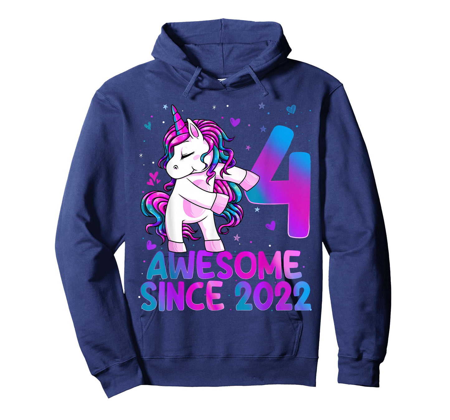 4 Year Old Girl Awesome Since 2022 Unicorn 4th Birthday Girl T-Shirt