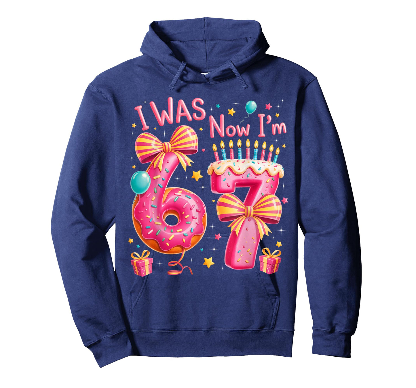 7th Birthday Girl I was 6 Now I'm 7 Year Old Girl Birthday T-Shirt