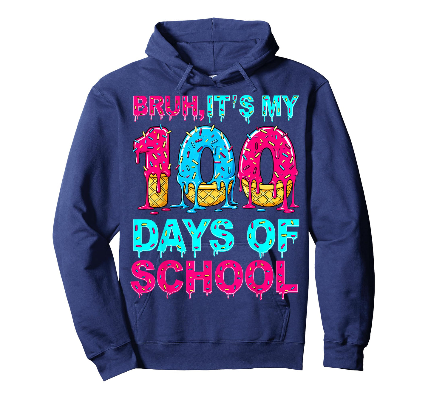 Bruh Its My 100 Days of School Drip Ice Cream 100th Day Kids T-Shirt
