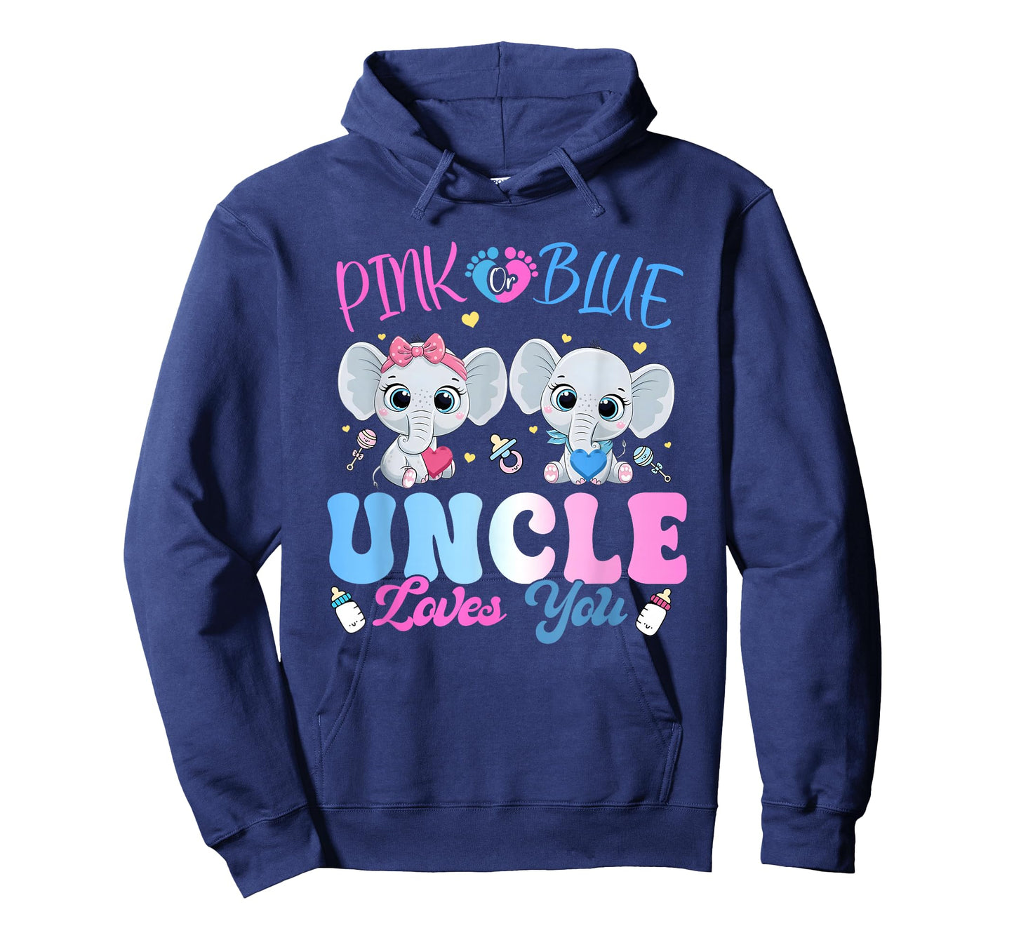 Pink or Blue Uncle Loves You Gender Reveal Elephant T-Shirt