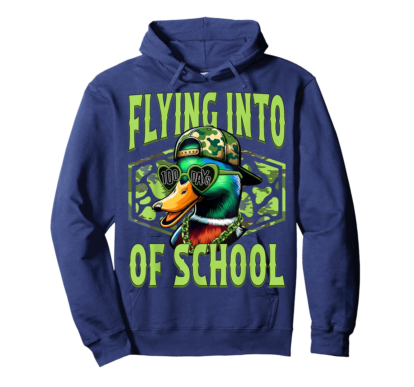 Flying Into 100 Days of School Duck Hunting Camo Boy Kid T-Shirt
