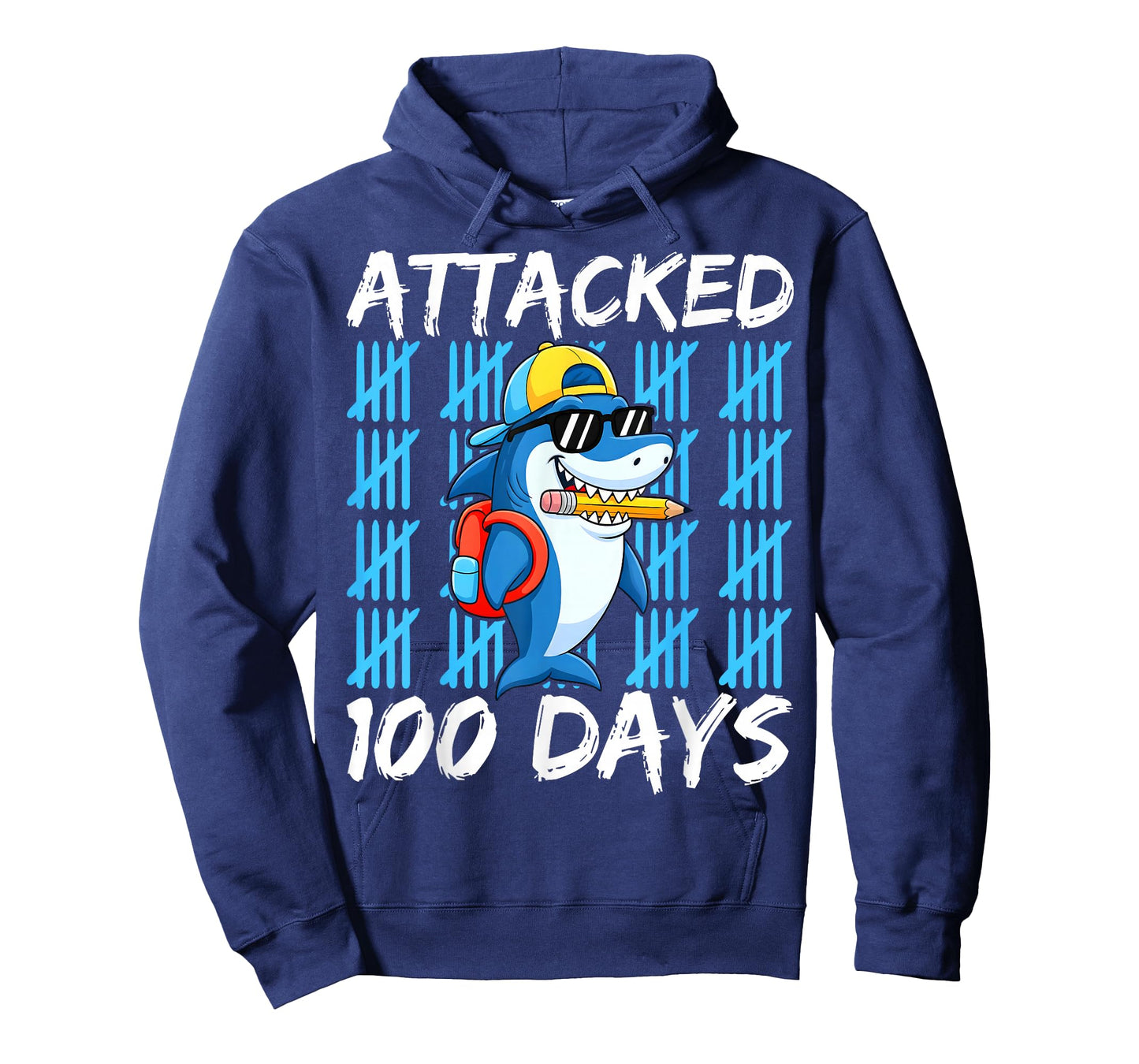 100th Day of School Attacked Shark Funny 100 Days Kids Boys T-Shirt