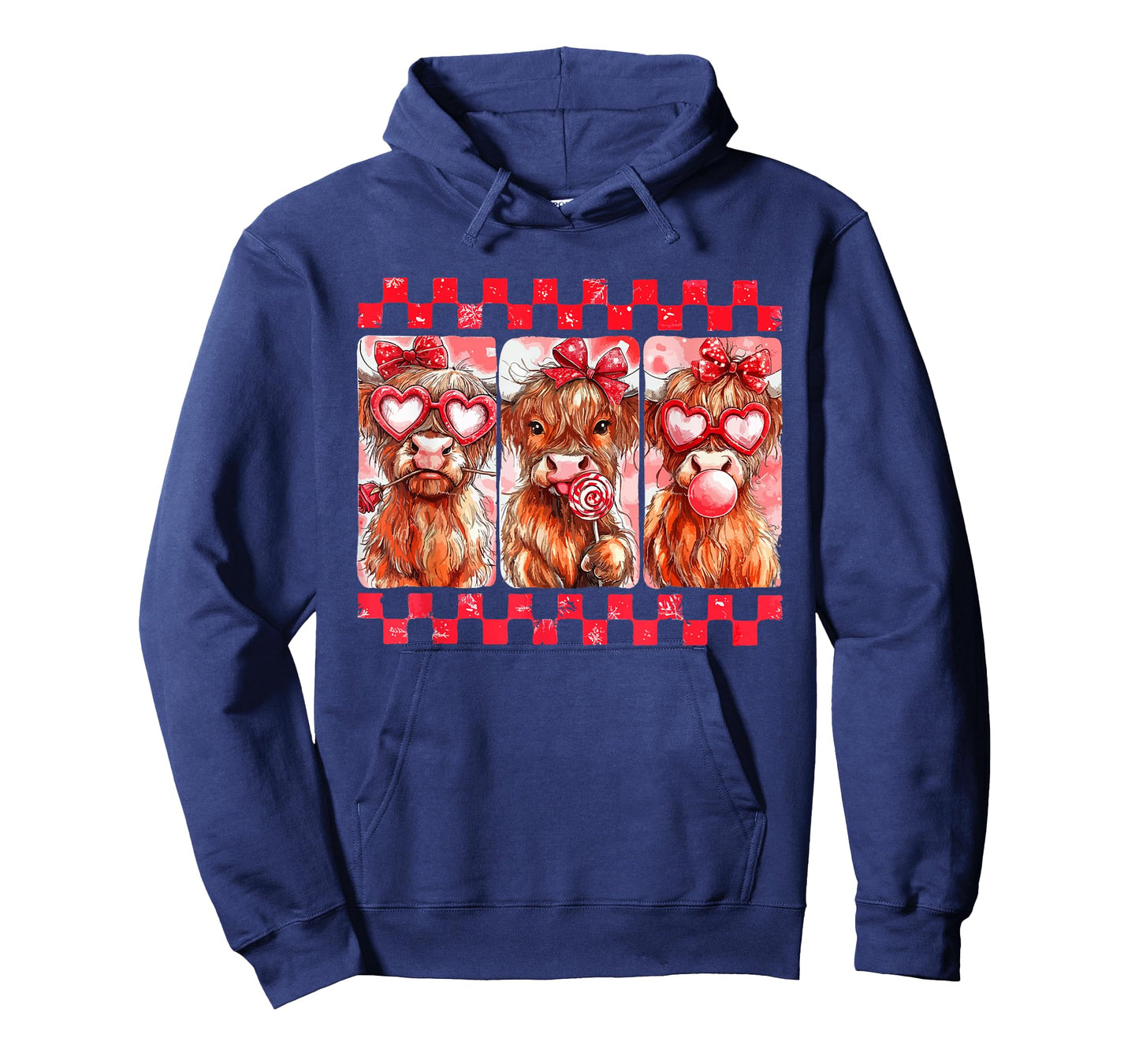 Vintage Western Valentine Highland Cow Lover Hearts Coquette T-Shirt
