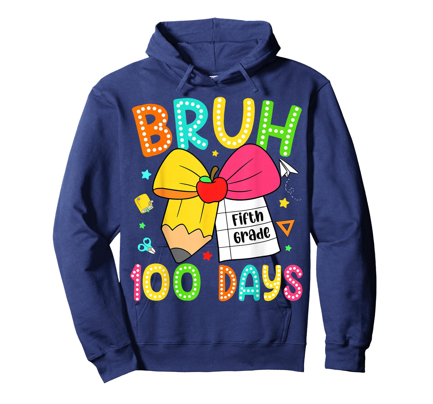 Bruh 100 Days of School 100th Day of 5th Grade Bow Girls Kid T-Shirt