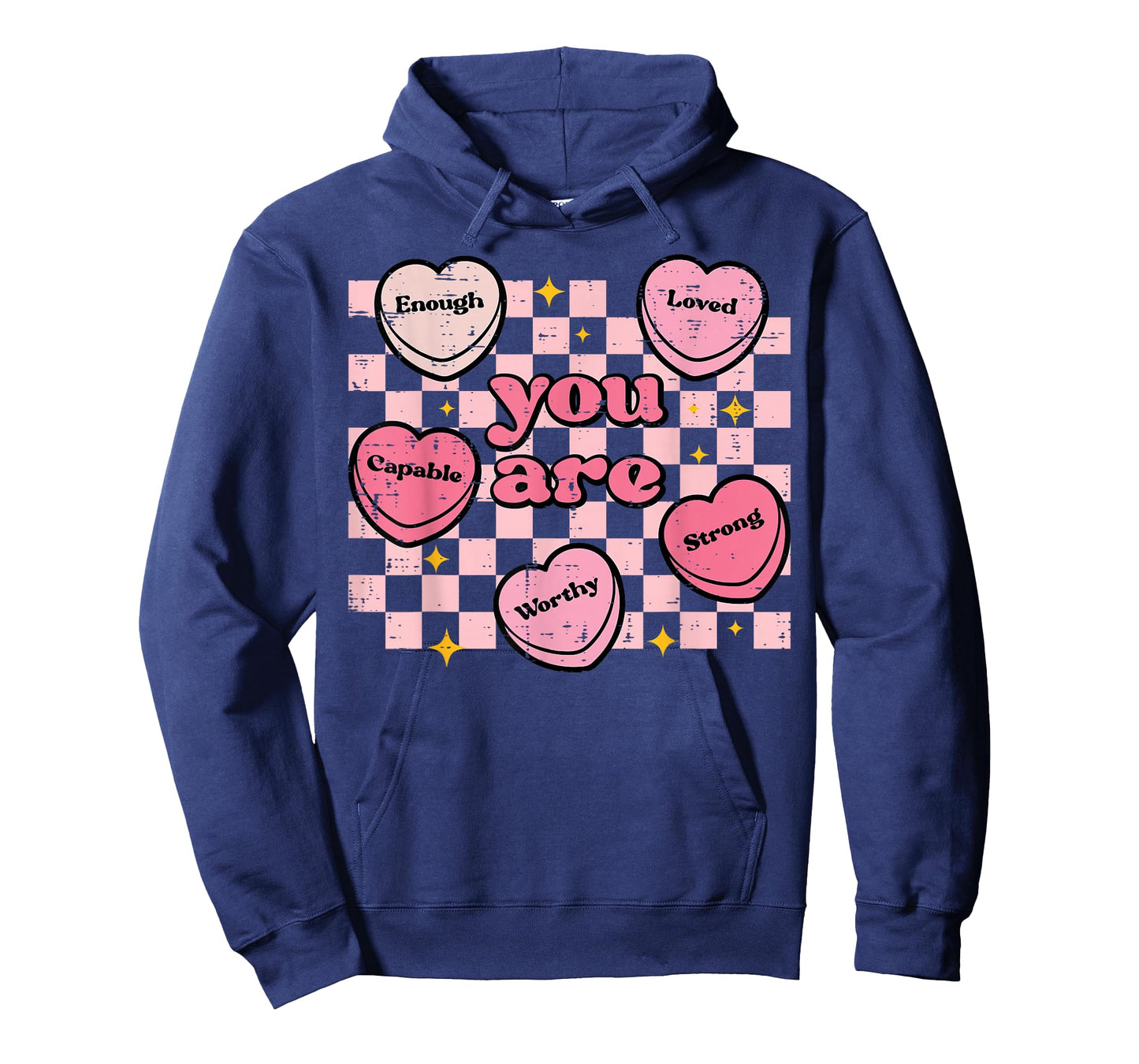 Valentines Day Hearts You are Enough Retro Women Men Kids T-Shirt